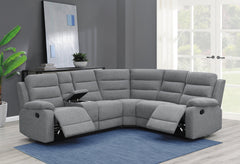 David 3-piece Upholstered Motion Sectional with Pillow Arms Smoke