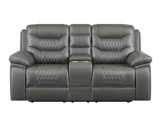 Flamenco Tufted Upholstered Power Loveseat with Console Charcoal