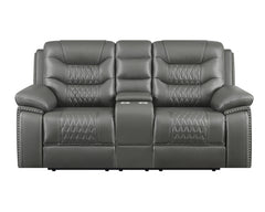 Flamenco Tufted Upholstered Power Loveseat with Console Charcoal