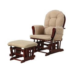 Maribel Upholstered Glider Rocker with Ottoman Tan