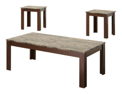 Rhodes 3-piece Faux Marble Top Occasional Set Brown