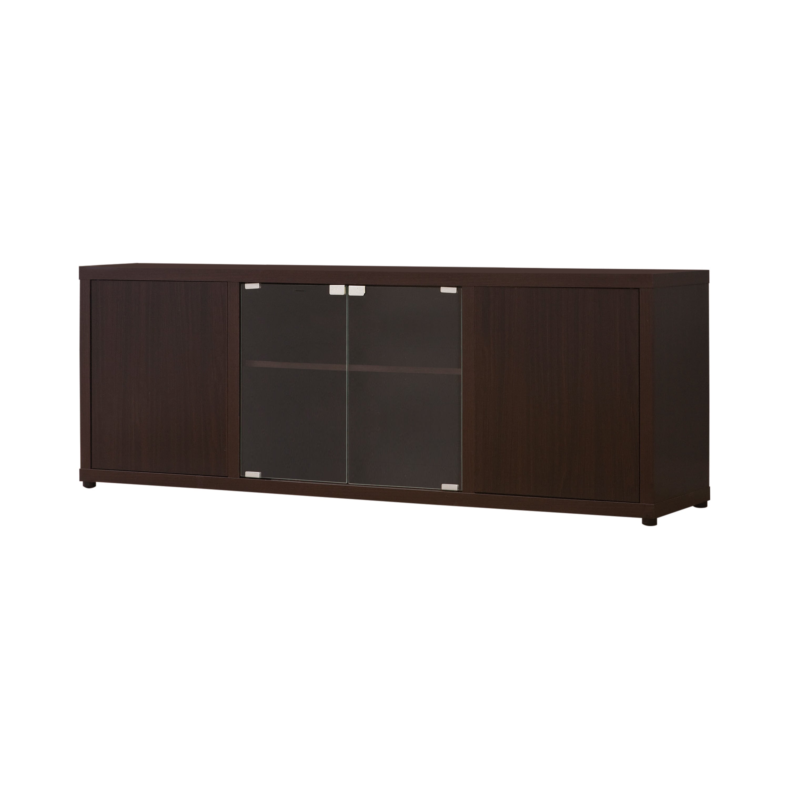 Ames Rectangular TV Console with Magnetic-push Doors Cappuccino