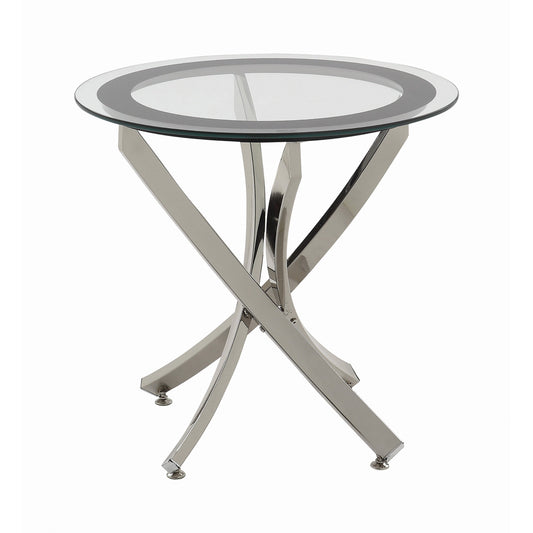 Brooke Glass Top End Table Chrome and Black