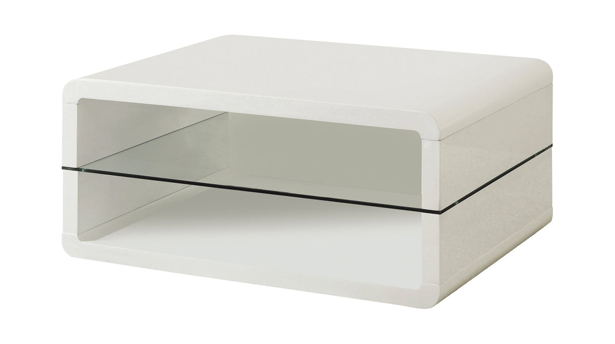 Elana Rectangle 2-shelf Coffee Table Glossy White