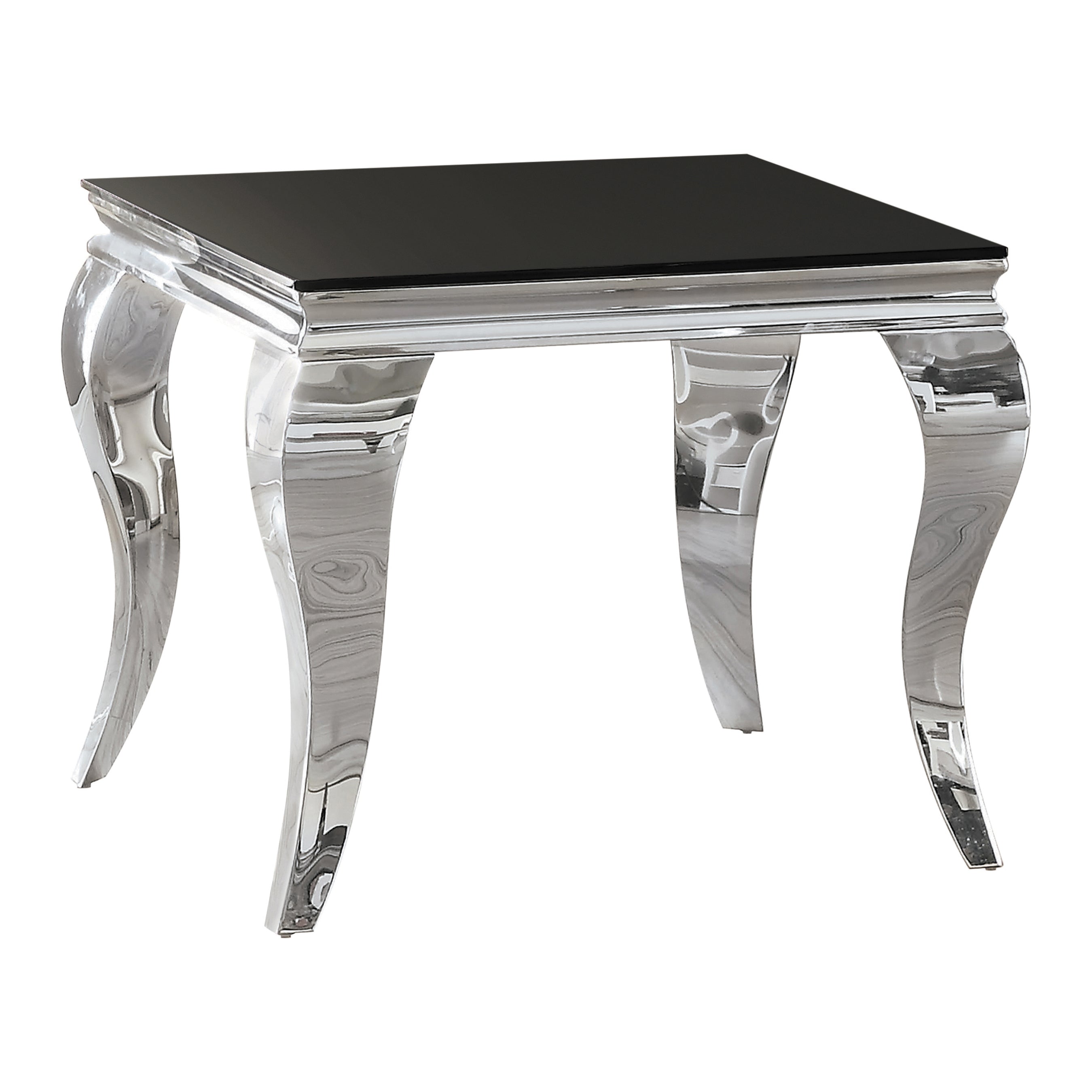 Luna Square End Table Chrome and Black