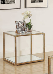 Cora End Table with Mirror Shelf Chocolate Chrome