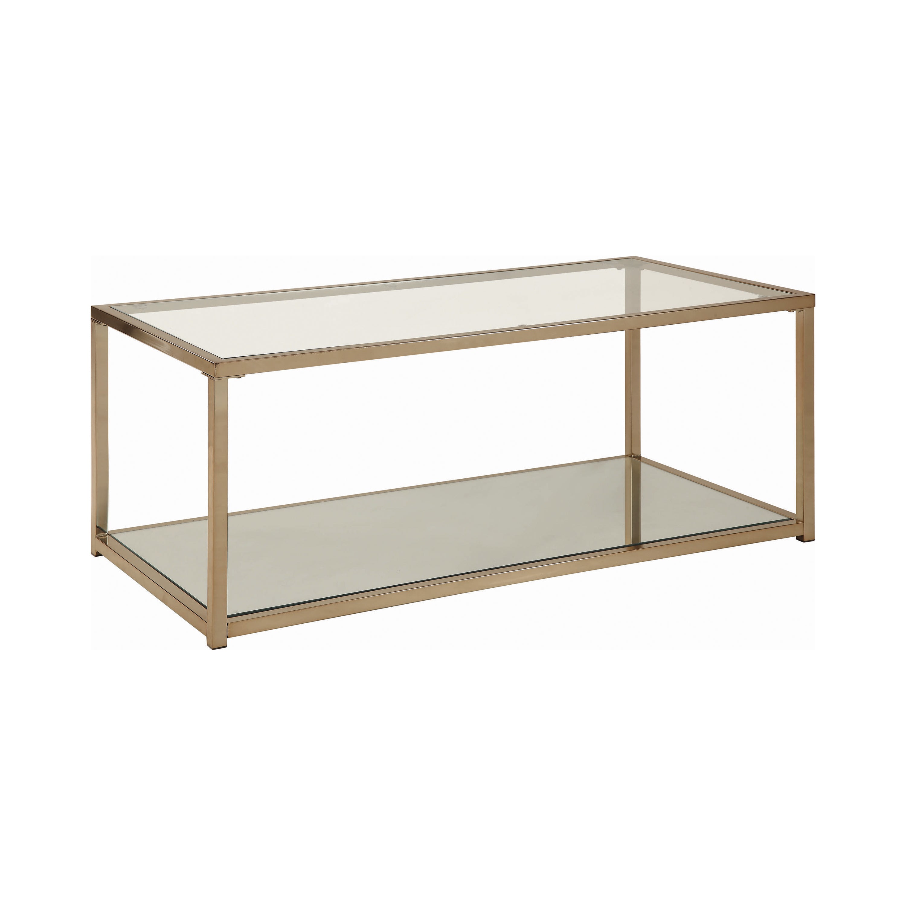 Cora Coffee Table with Mirror Shelf Chocolate Chrome