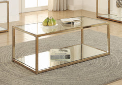 Cora Coffee Table with Mirror Shelf Chocolate Chrome