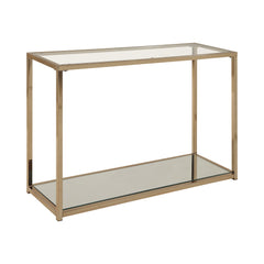 Cora Sofa Table with Mirror Shelf Chocolate Chrome