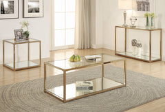 Cora Sofa Table with Mirror Shelf Chocolate Chrome