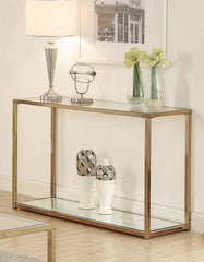 Cora Sofa Table with Mirror Shelf Chocolate Chrome