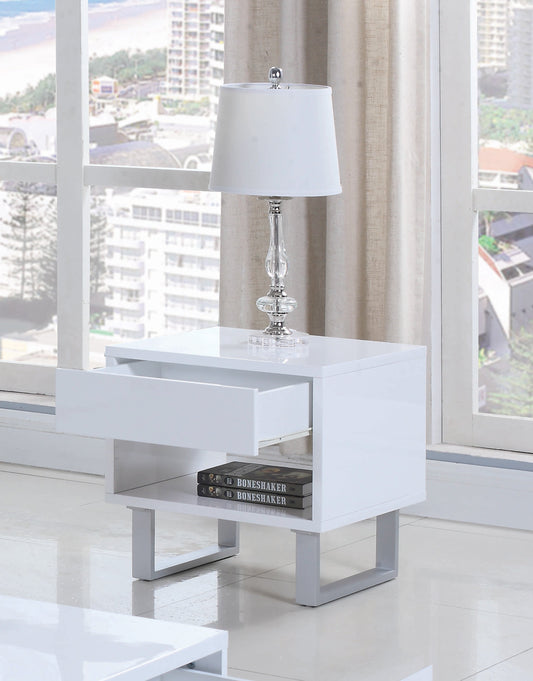 Atchsion 1-drawer End Table High Glossy White