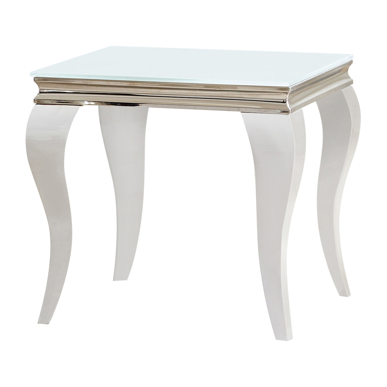 Luna Square End Table White and Chrome