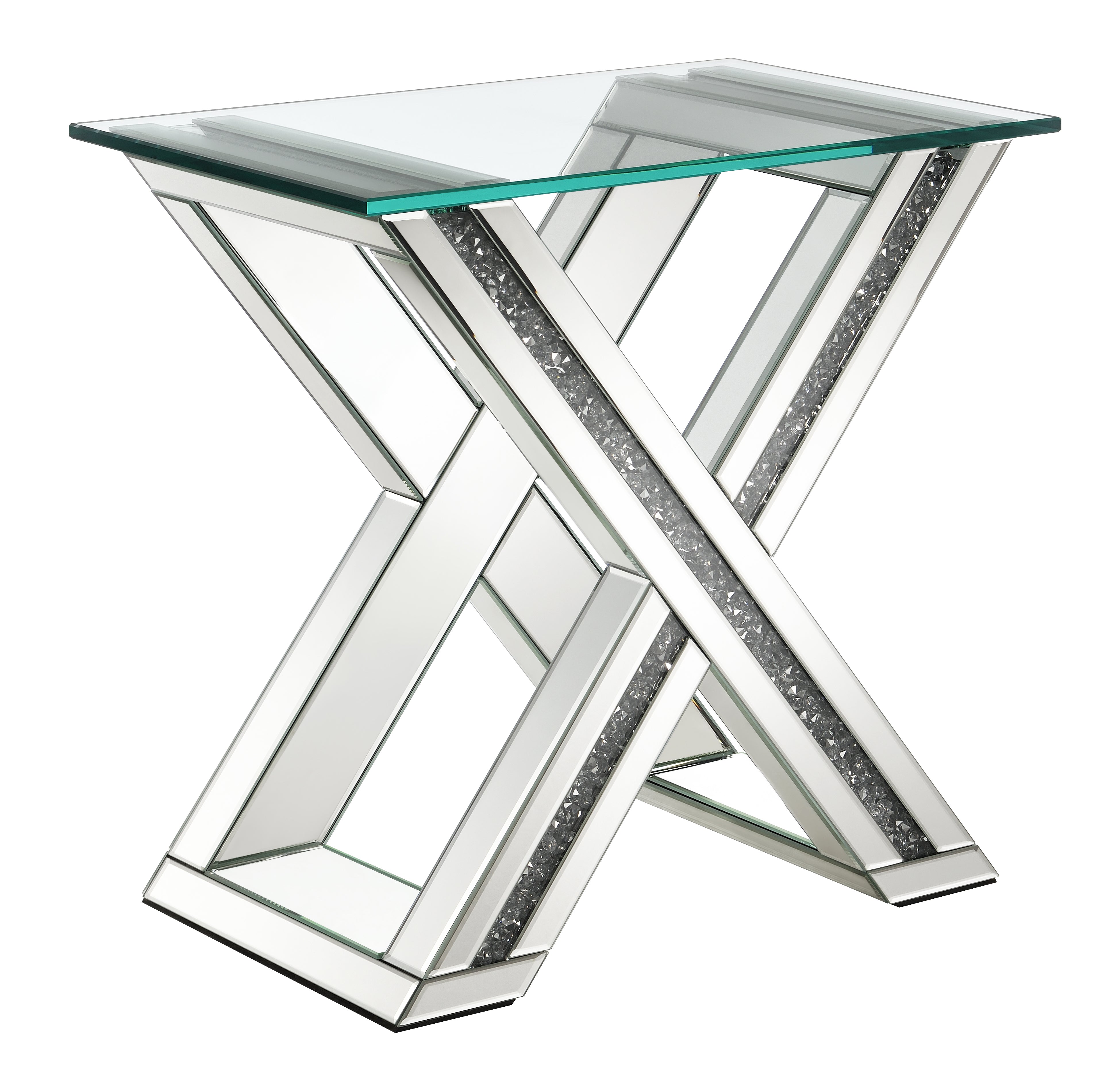 Bonnie X-base Rectangle Glass Top End Table Mirror