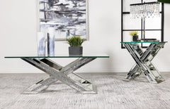 Bonnie X-base Rectangle Glass Top End Table Mirror