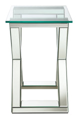 Bonnie X-base Rectangle Glass Top End Table Mirror