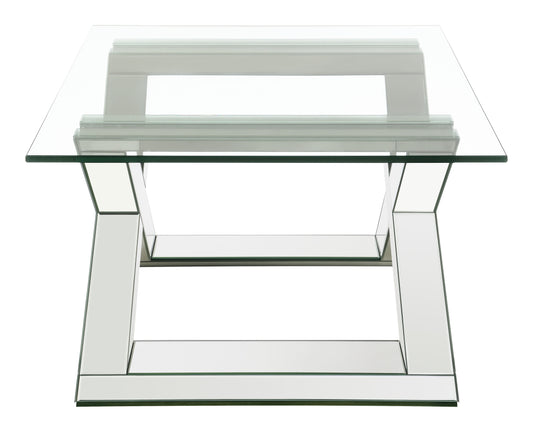 Bonnie X-base Rectangle Glass Top Coffee Table Mirror