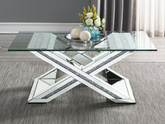 Bonnie X-base Rectangle Glass Top Coffee Table Mirror