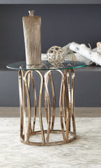 Monett Round End Table Chocolate Chrome and Clear