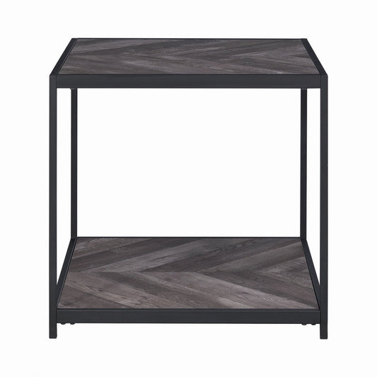 Beckley Chevron End Table Rustic Grey Herringbone