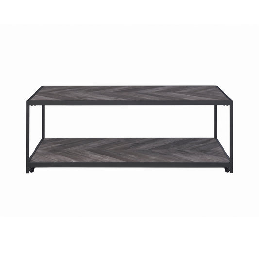 Beckley Chevron Coffee Table Rustic Grey Herringbone