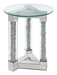 Octave Square Post Legs Round End Table Mirror