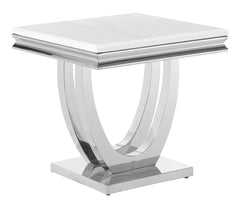 Adabella U-base Square End Table White and Chrome