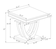 Adabella U-base Square End Table White and Chrome