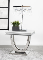 Adabella U-base Square End Table White and Chrome