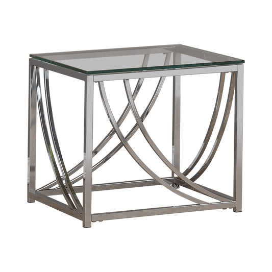 Lille Glass Top Square End Table Accents Chrome