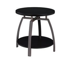 Dacre Round End Table Dark Grey and Black Nickel