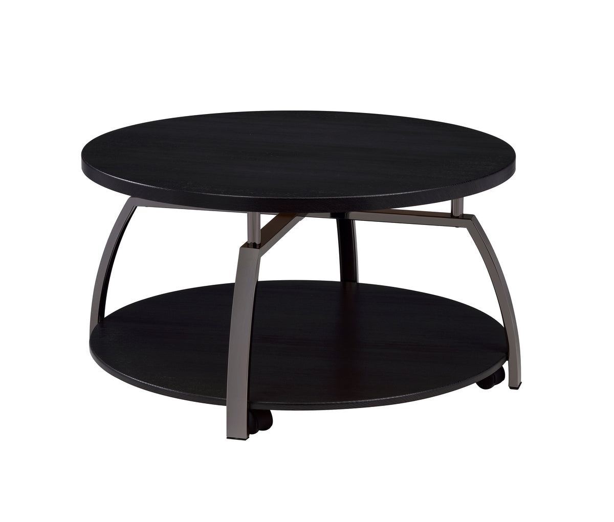 Dacre Round Coffee Table Dark Grey and Black Nickel