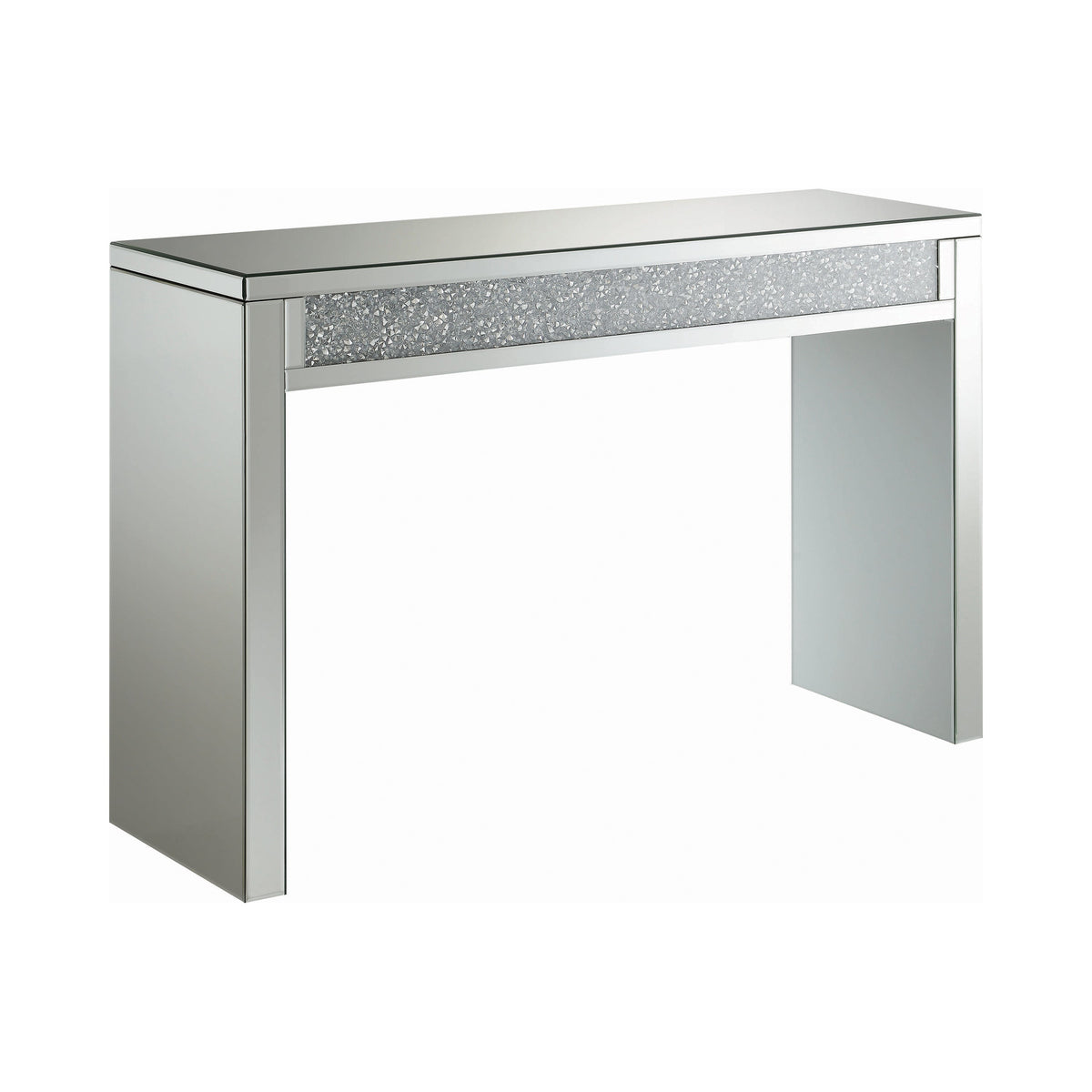 Gillian Rectangular Sofa Table Silver and Clear Mirror