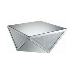 Gunilla Square Coffee Table with Triangle Detailing Silver and Clear Mirror