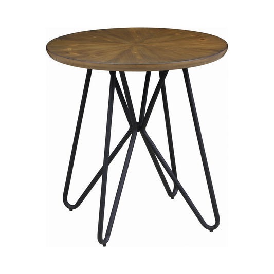 Brinnon Round End Table Dark Brown and Black