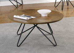 Brinnon Round Coffee Table Dark Brown and Black