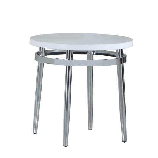 Avilla Round End Table White and Chrome
