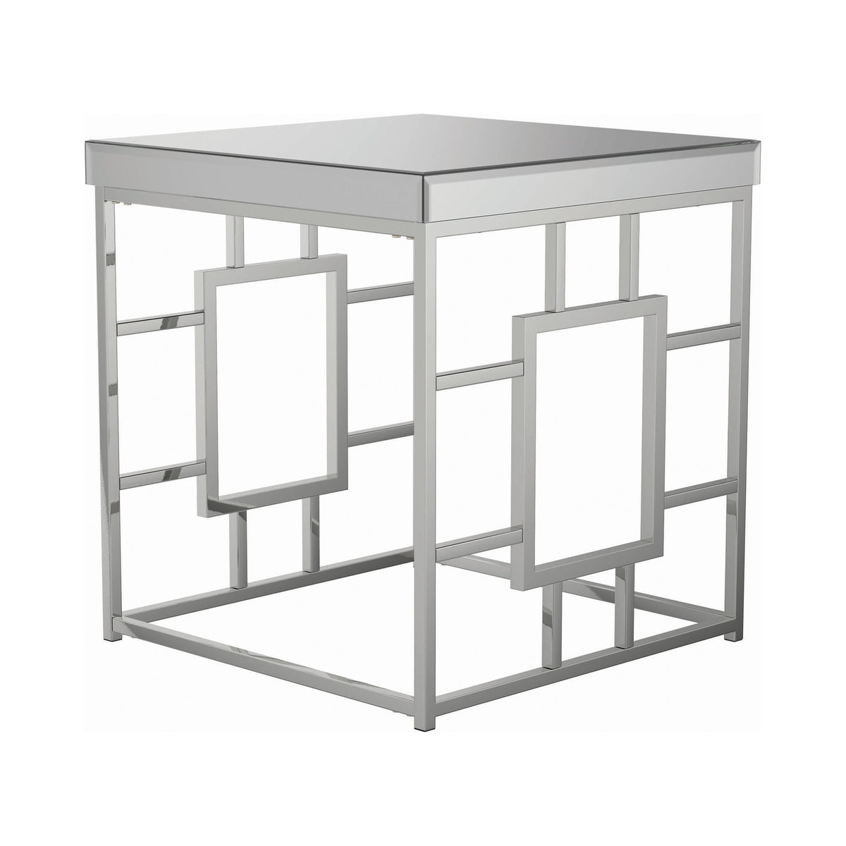 Dafina Geometric Frame Square End Table Chrome