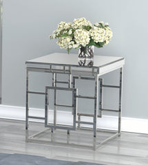 Dafina Geometric Frame Square End Table Chrome