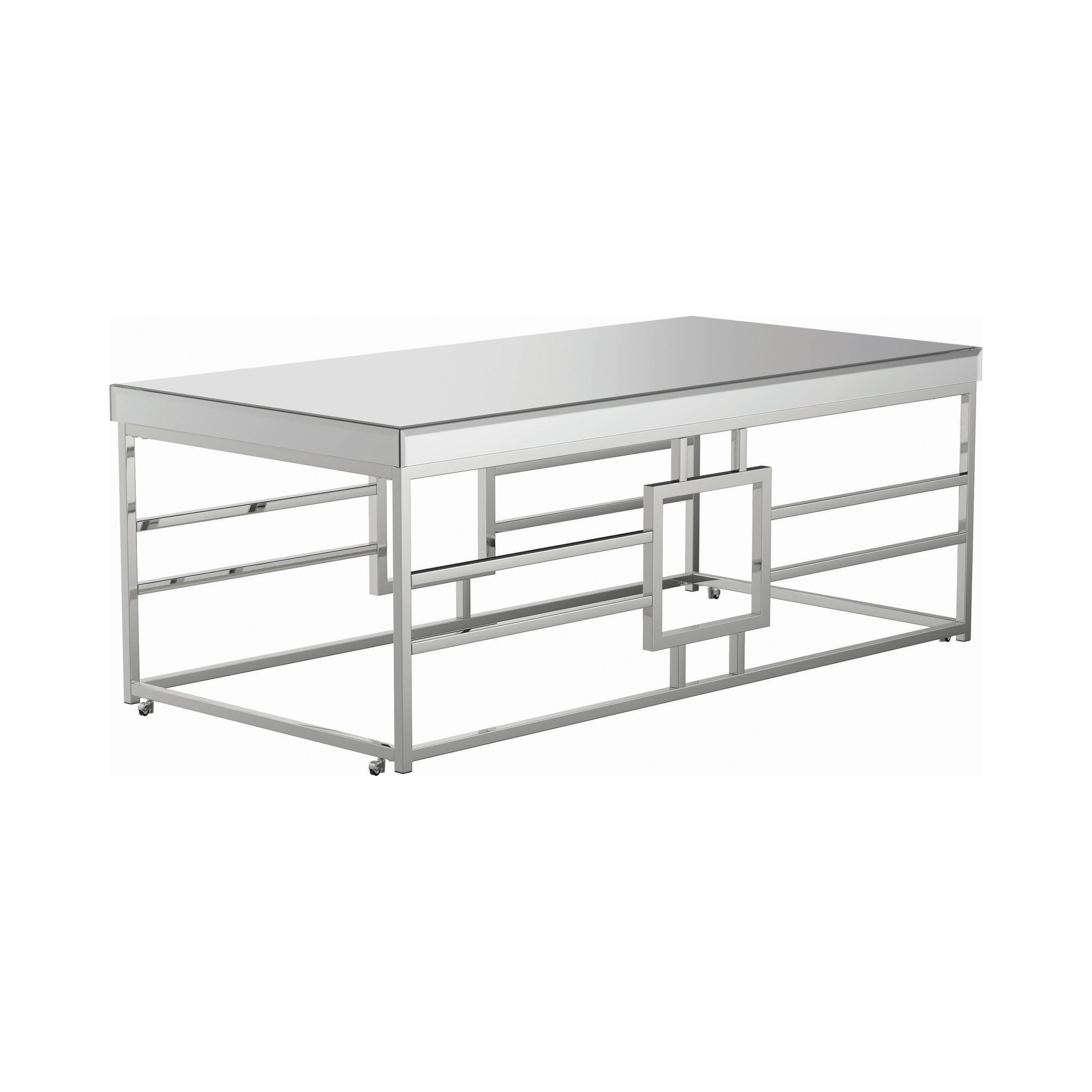 Dafina Geometric Frame Rectangular Coffee Table Chrome