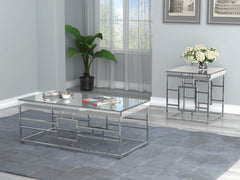 Dafina Geometric Frame Rectangular Coffee Table Chrome