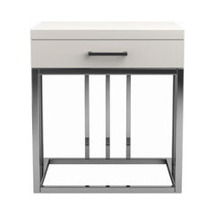 Dalya 1-drawer Rectangular End Table Glossy White and Chrome