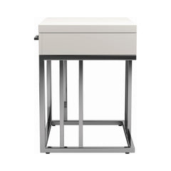 Dalya 1-drawer Rectangular End Table Glossy White and Chrome