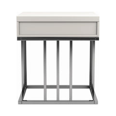 Dalya 1-drawer Rectangular End Table Glossy White and Chrome