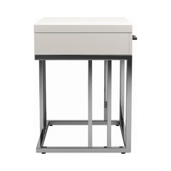 Dalya 1-drawer Rectangular End Table Glossy White and Chrome