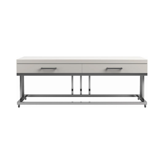 Dalya 2-drawer Rectangular Coffee Table Glossy White and Chrome