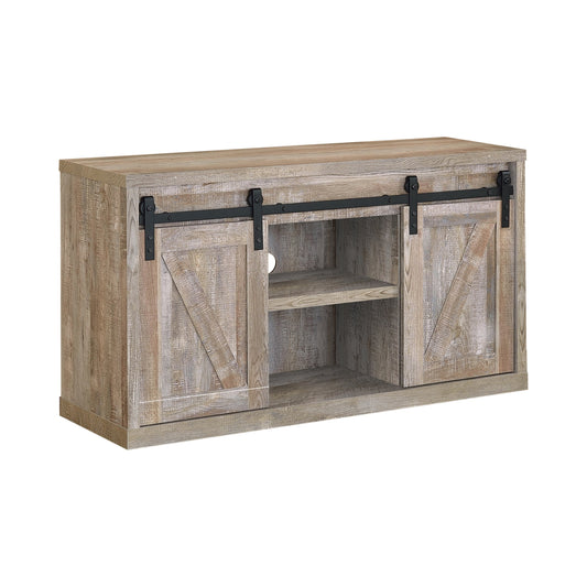 Brockton 48-inch 3-shelf Sliding Doors TV Console Weathered Oak