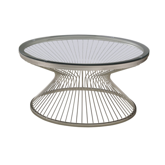 Mandy Round Glass Top Coffee Table Satin Grey