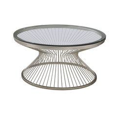 Mandy Round Glass Top Coffee Table Satin Grey