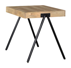 Avery Square End Table with Metal Legs Natural and Black